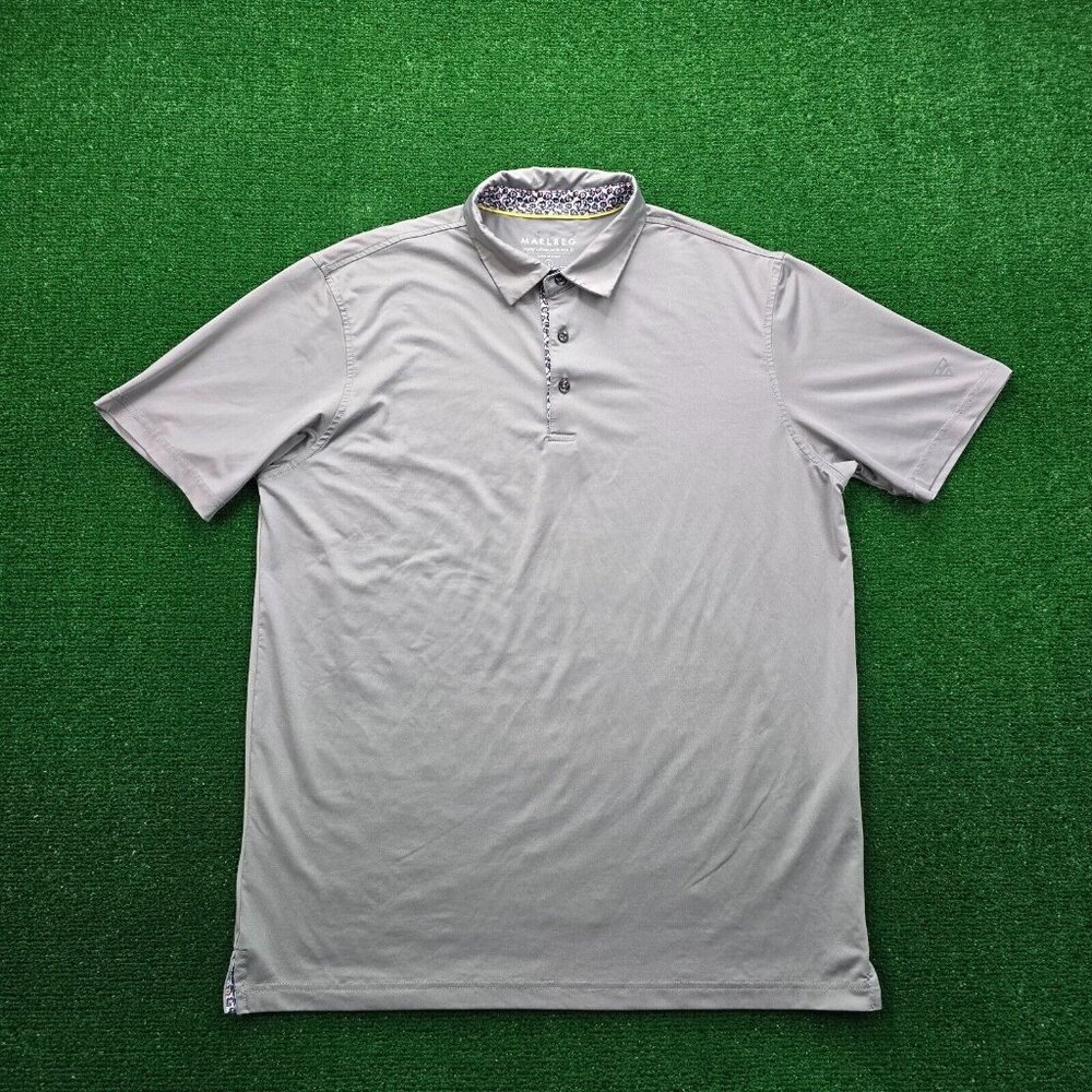 Maelreg Performance Polo Shirt Mens Large Gray Short Sleeve Golf Preppy Casual‎